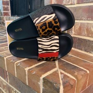 BRAND NEW! Michael Kors Sabine Calf Hair Slides
